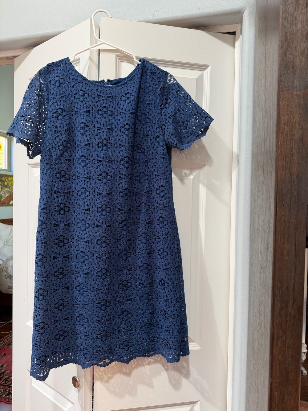 Ann Taylor Navy Crochet Shift Dress